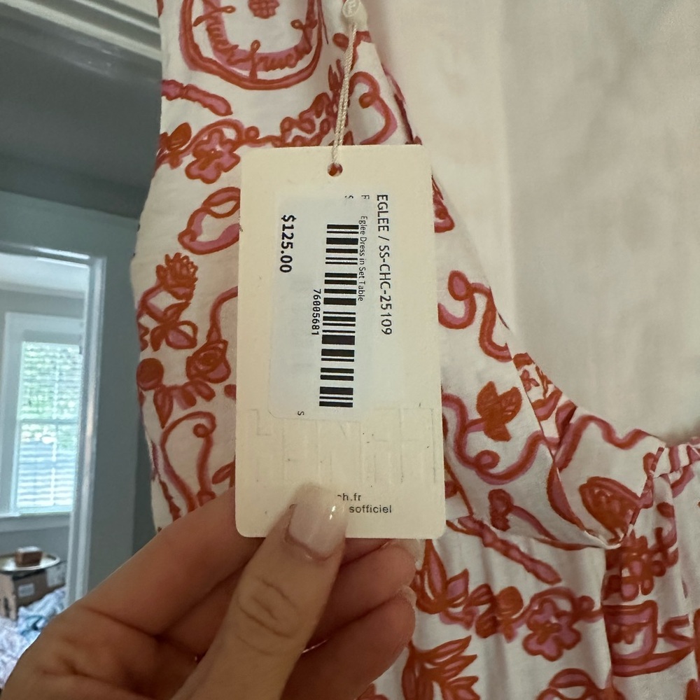 FRNCH White and Orange Midi Dress